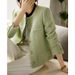 Women's Clothing Wool tweed autumn short candy green tops _maomaolike.com