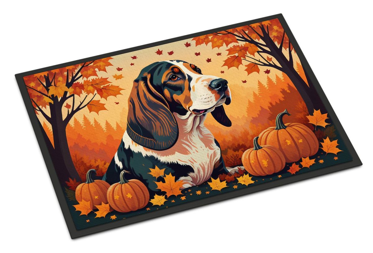 Basset Hound Fall Doormat Front Door Mat Indoor Outdoor Rugs For Entryway, Non Slip Washable Low Pile, 24H X 36W_maomaolike.com