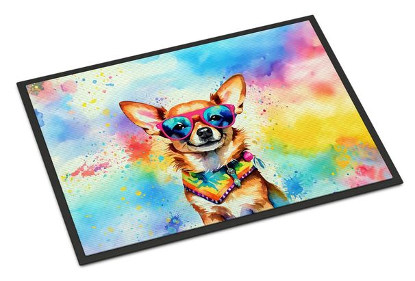 Chihuahua Hippie Dawg Doormat Front Door Mat Indoor Outdoor Rugs For Entryway, Non Slip Washable Low Pile, 24H X 36W_maomaolike.com