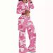 Women's Clothing fashion camouflage print casual sexy short tops casual pants suits _maomaolike.com