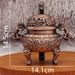 Brass Beast Head Covered Indoor Buddhist Hall Tea Ceremony Sandalwood Three-Legged Incense Burner Antique Metal Ornament Craft_maomaolike.com