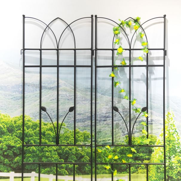 2 Pack Metal Garden Trellis 71" X 17.7" Rustproof Trellis For Climbing Plants Outdoor Flower Support Black_maomaolike.com