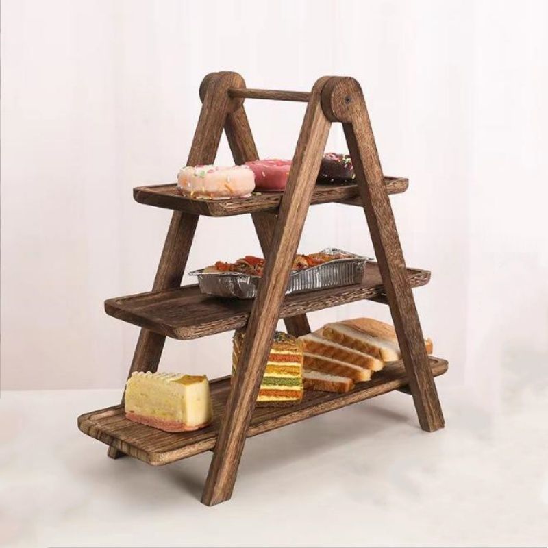 3-Tier Wood Cake Stand - Farmhouse Serving Tray_maomaolike.com