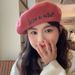 Hot Sale Japanee Sweet Beret Embroidery Happy Birthday Hat for Women Pink Senior Wool Hat Temperament Painter Cap Preent_maomaolike.com