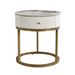 Modern Nightstand With Drawer, Marble Round End Table With Storage, Side Table For Living Room&Bedroom_maomaolike.com