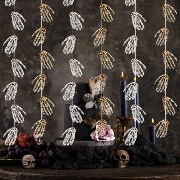 6Pcs Halloween Hand Skeleton Garland Horrible Party Paper Banner Haunted House Hanging Decoration Halloween Party Scary Props For Door Wall Window Ceiling Decor_maomaolike.com