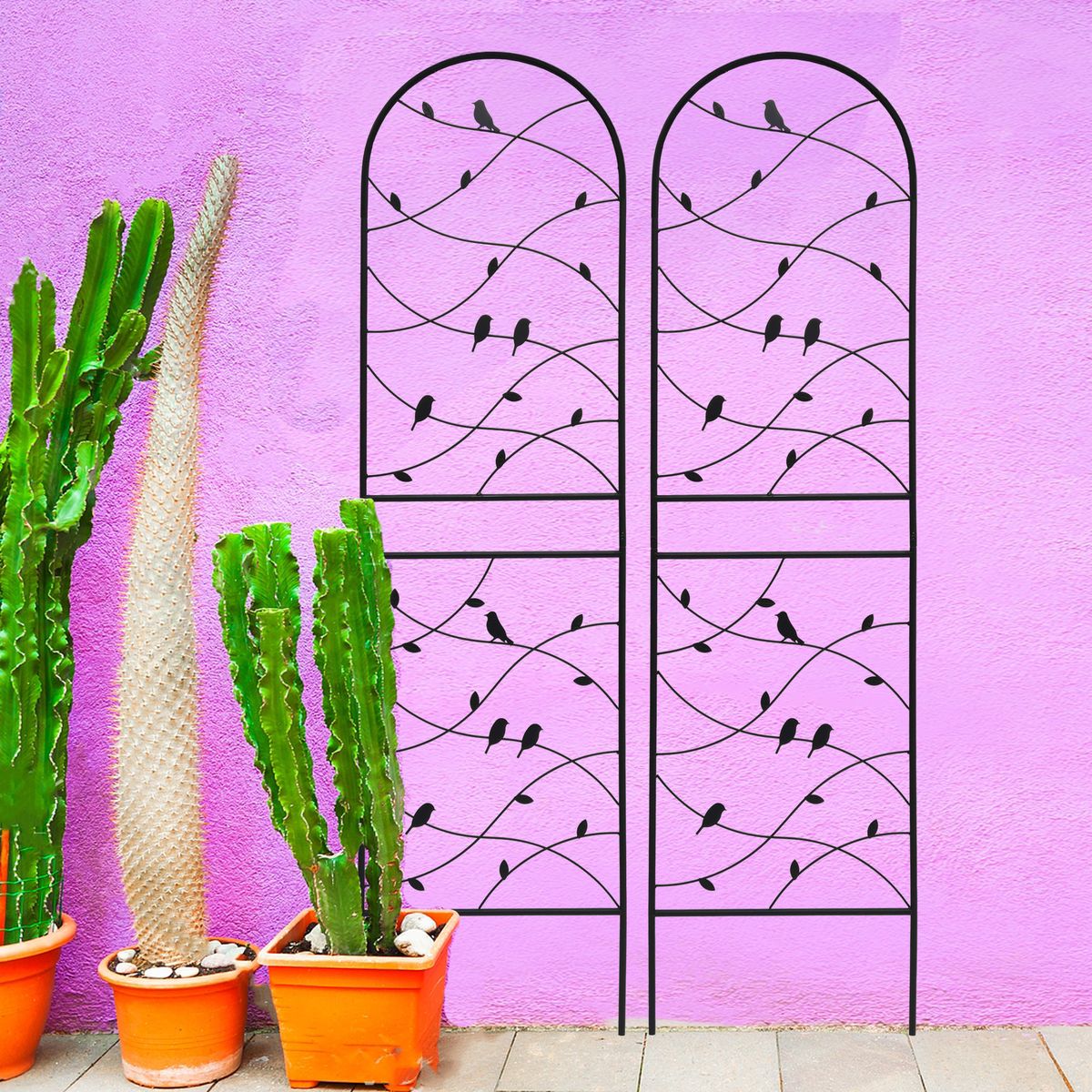 2 Pack Metal Garden Trellis 71" X 19.7" Rustproof Trellis For Climbing Plants Outdoor Flower Support Bird Deco Black_maomaolike.com