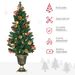 Prelit Holiday Christmas 4-Piece Set, Garland Wreath And Set Of 2 Entrance Trees With Warm White LED Lights, Red Berries, Pine Cones, Green_maomaolike.com