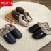 Men's Big Size Winter Slippers Home PU Leather Shoes For Men Indoor Waterproof Fur Cotton Male Bedroom Slipper Flat_maomaolike.com