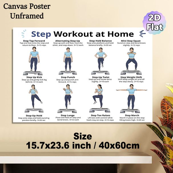 Home Step Workout Painting Poster, Clear Illustrated Exercise Guide Poster, Detailed Step-by-step Workout Instructions, Ideal For Home Gym And_maomaolike.com