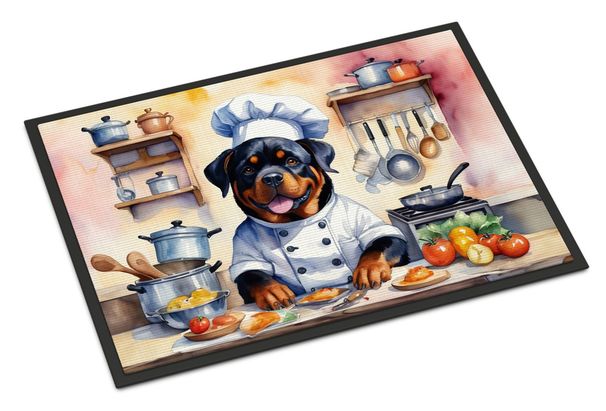 Rottweiler The Chef Doormat Front Door Mat Indoor Outdoor Rugs For Entryway, Non Slip Washable Low Pile, 24H X 36W_maomaolike.com