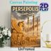 Persepolis Themed Painting Poster, Warm-hued Historical Ancient Persian Ruins Poster, Displays Iconic Winged Sculpture And Relief Carvings, Ideal For_maomaolike.com