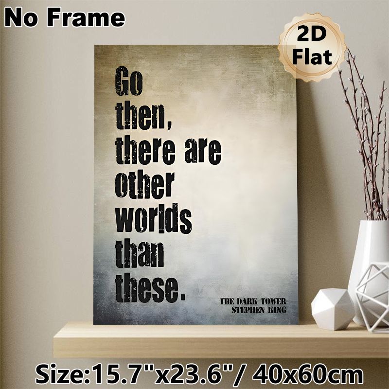 "Other Worlds" Fantasy Quote Painting Poster, Vintage Textured Typography Poster, Thought-provoking Literary Decor Suitable For Home Office, Living_maomaolike.com