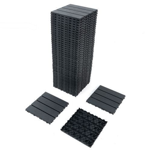 Plastic Interlocking Deck Tiles,44 Pack Patio Deck Tiles,12"x12" Square Waterproof Outdoor All Weather Use, Patio Decking Tiles For Poolside Balcony Backyard, Grey_maomaolike.com