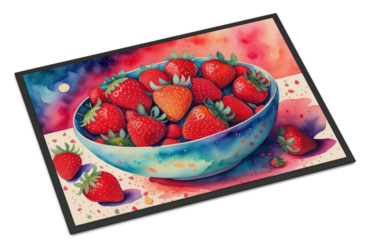 Colorful Strawberries Doormat Front Door Mat Indoor Outdoor Rugs For Entryway, Non Slip Washable Low Pile, 24H X 36W_maomaolike.com