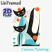 Abstract Cats Painting Poster, Stylized Mid-Century Modern Poster, Vibrant Color-blocked Twin Cat Artwork, Ideal For Living Room, Bedroom Wall Decor_maomaolike.com