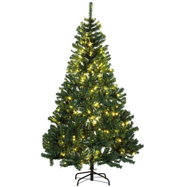 6' Tall Prelit Christmas Tree Douglas Fir Artificial Christmas Tree With Realistic Branches, 250 Warm White LED Lights And 1000 Tips_maomaolike.com