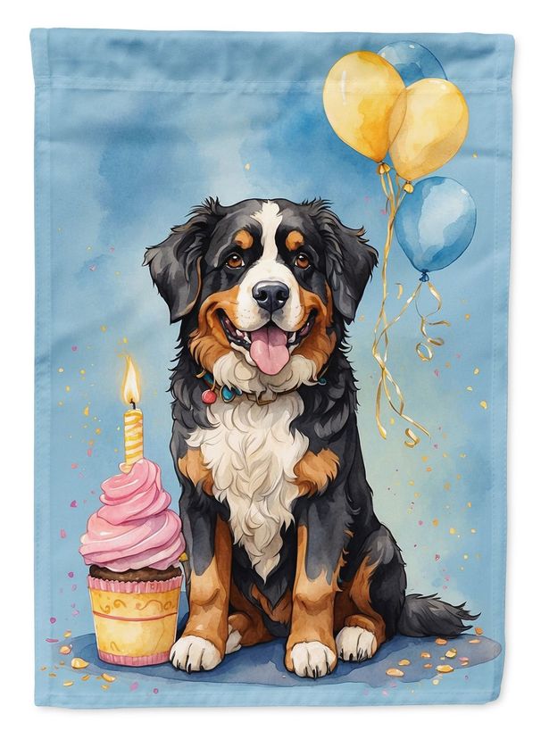 Bernese Mountain Dog Happy Birthday House Flag Large Porch Sleeve Pole Decorative Outside Yard Banner Artwork Wall Hanging, Polyester, House Size, Multicolor_maomaolike.com
