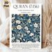 Quran Verse (7:156) Floral Painting Poster, Rich Dark Blue Vintage Floral Pattern Poster, Inspirational Religious Verse Decor Suitable For Home_maomaolike.com