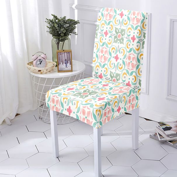Nordic Style Stretchable Chair Covers - Floral Print, All-Season Use For Home/Dining Room/Hotel (4-Piece Set)_maomaolike.com