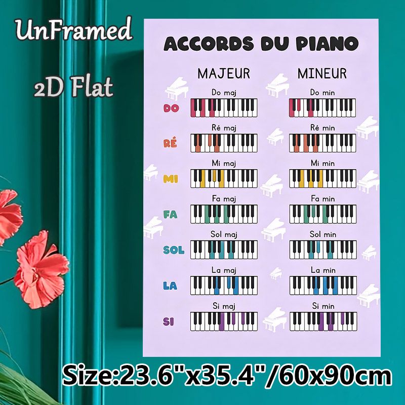 Piano Chords Painting Poster, Colorful Educational Piano Chord Chart Poster, Clear Visual Guide To Learn Major & Minor Chords, Ideal For Music Rooms_maomaolike.com