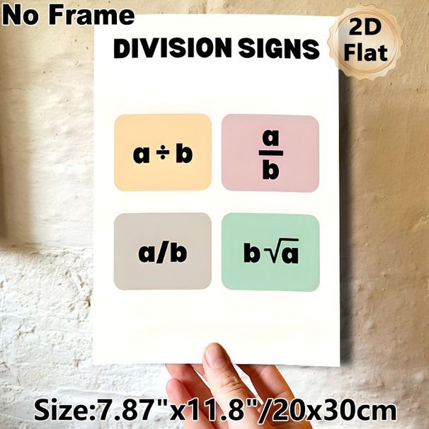Division Signs Math Educational Painting Poster, Pastel-colored Minimalist Poster, Clear Division Symbols Display To Aid Math Notation Learning_maomaolike.com