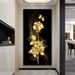 Golden Flower Butterfly Home Decor Gold Leaf Floral Living Room Entrance Hanging Frameless Canvas Painting_maomaolike.com