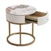 Modern Nightstand With Drawer, Marble Round End Table With Storage, Side Table For Living Room&Bedroom_maomaolike.com