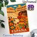 Spanish Culture Themed Painting Poster, Vibrant Retro Style Poster, Features Lively Flamenco Dance, Classic Spanish Dishes And Iconic Arena, Suitable_maomaolike.com