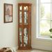 Corner Curio Cabinet Lighted Corner Display, Glass Display Shelf Shelving Bar Cabinet With Tempered Glass Door, Bar Cabinet,Cabinet With Adjustable Shelf Glass Cabinet Shelves Bead Bulb Included_maomaolike.com