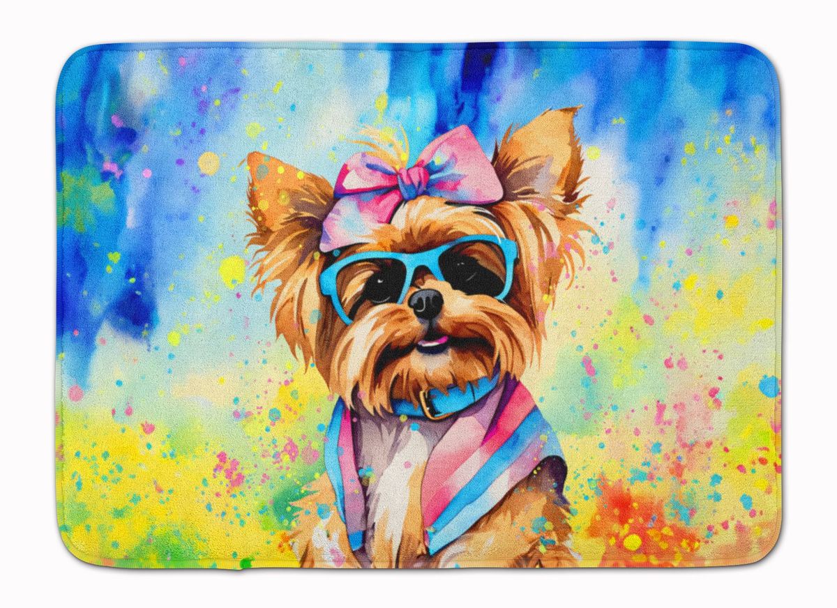 Yorkshire Terrier Hippie Dawg Memory Foam Kitchen Mat Machine Washable Anti-Fatigue Mat Cushion Comfort Bath Mat Or Kitchen Rug_maomaolike.com
