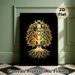 Kabbalah Tree Of Life Painting Poster, Elegant Golden Tree With Colorful Astrological Symbols Poster, Mystical Spiritual Decor Ideal For Meditation_maomaolike.com