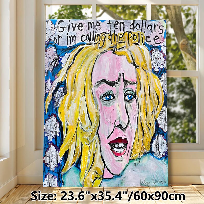 Quirky Portrait Painting Poster, Bold Expressive Hand-painted Blonde Figure With Witty Slogan Poster, Playful Eye-catching Decor Suitable For Living_maomaolike.com