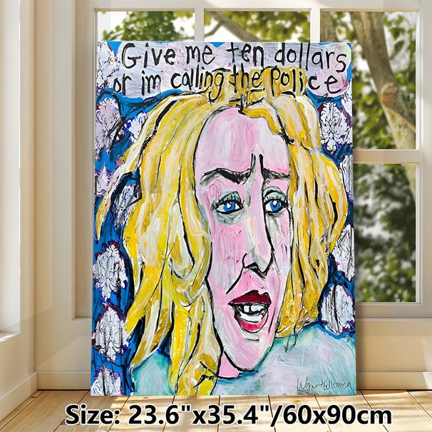 Quirky Portrait Painting Poster, Bold Expressive Hand-painted Blonde Figure With Witty Slogan Poster, Playful Eye-catching Decor Suitable For Living_maomaolike.com