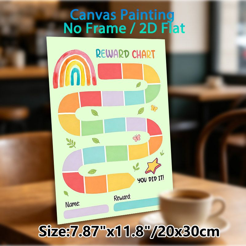 Rainbow Themed Reward Chart Painting Poster, Soft Watercolor Style Colorful Track Poster, Practical Tool To Track Progress And Encourage Positive_maomaolike.com