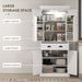 71" Kitchen Pantry Cabinet With LED Lights, 6 Door Shelves, A Drawer And 4 Adjustable Shelves, White_maomaolike.com