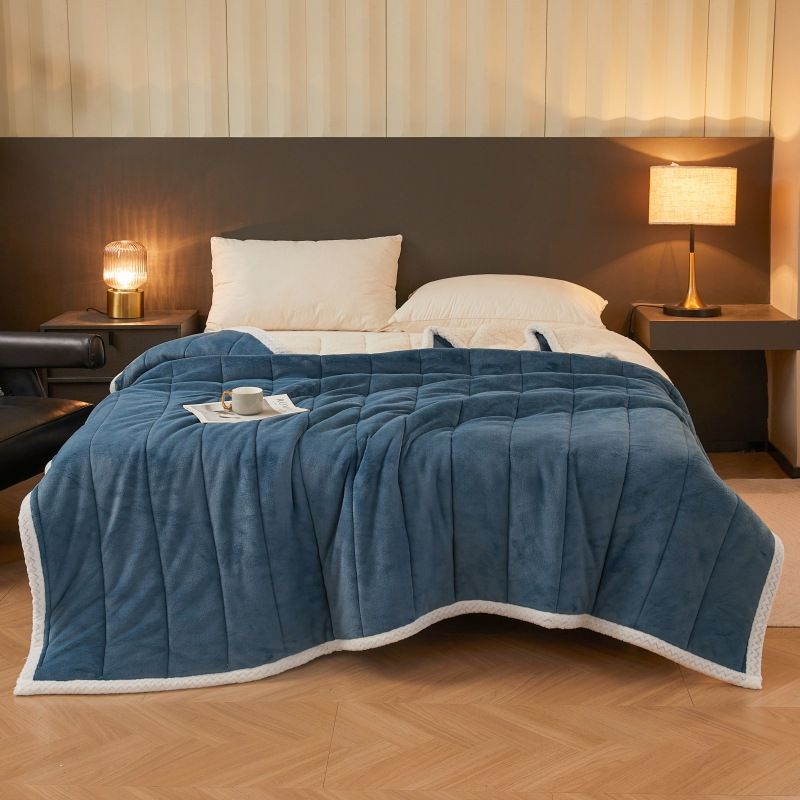 Three-Layer Quilted Autumn Winter Warm Beibei High-End Crystal Velvet Ultra Soft Thickened Throw Blanket Cross-Border Wholesale_maomaolike.com