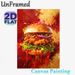 Crispy Chicken Burger Painting Poster, Vibrant Impasto-style Burger Poster, Bold Color-saturated Design Ideal For Diners, Kitchens And Food-themed_maomaolike.com