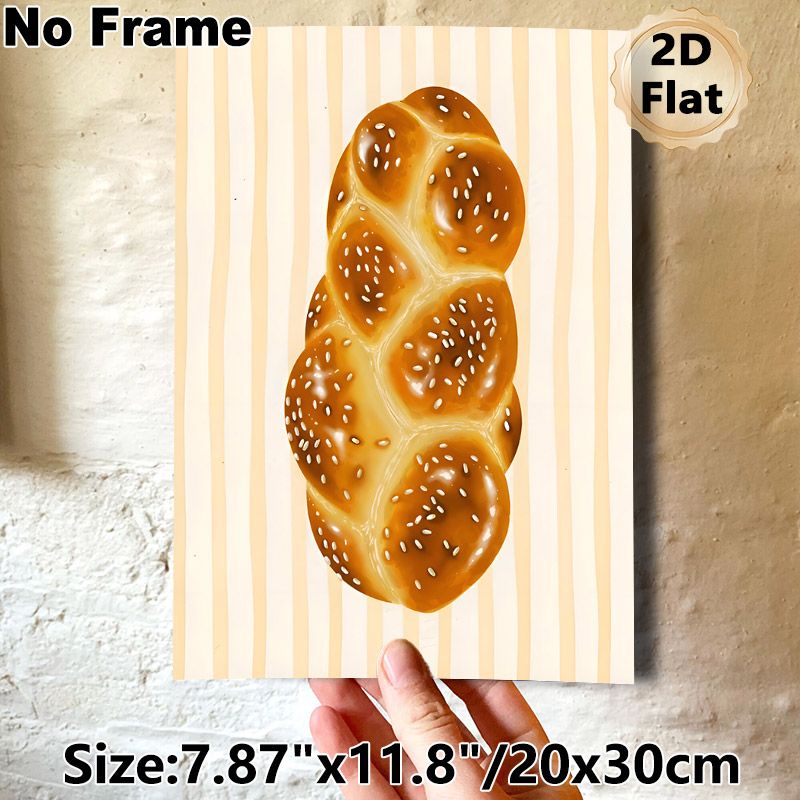 Braided Bread Painting Poster, Warm-toned Realistic Glossy Braided Bread With Sesame Seeds Poster, Appealing Food-themed Decor Suitable For Kitchen_maomaolike.com