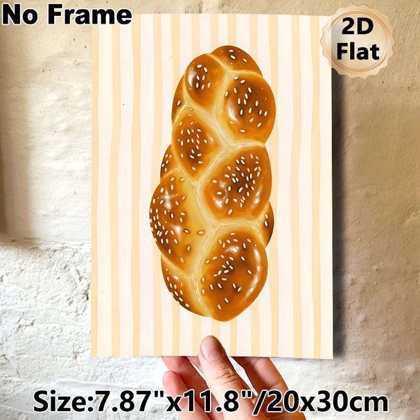 Braided Bread Painting Poster, Warm-toned Realistic Glossy Braided Bread With Sesame Seeds Poster, Appealing Food-themed Decor Suitable For Kitchen_maomaolike.com