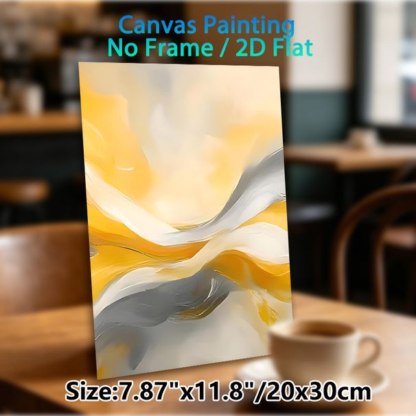 Abstract Fluid Painting Poster, Soft-toned Swirling Yellow & Gray Abstract Poster, Smooth Flowing Artistic Decor To Enhance Ambiance For Living Room_maomaolike.com