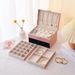 Large Capacity Leather Three-Layer Drawer Gold Jewelry Necklace Earrings Bracelet Storage Box_maomaolike.com