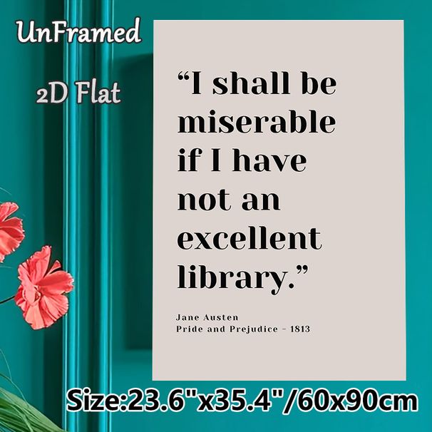 Jane Austen Library Quote Painting Poster, Minimalist Typography Poster, Classic Literary Quote Decor, Ideal For Home Study, Reading Room And Book_maomaolike.com