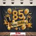 Black Golden 85th Birthday Party Banner - 2D Flat Polyester Backdrop, Wall Hanging Photo Props, Party Decor_maomaolike.com