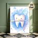 Tooth Fairy Themed Painting Poster, Gentle Watercolor Cute Smiling Tooth With Toothbrush & Butterfly Poster, Cheerful Dental Decor Ideal For Dental_maomaolike.com