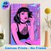 Anime Girl Selfie Painting Poster, Vibrant Neon Cyber-Style Bathroom Scene Poster, Eye-catching Trendy Decor For Bedroom, Living Room_maomaolike.com