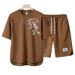 Men's Clothing 2024 Waffle Casual Summer Suit Men's Loose Teen Short sleeved T shirt Shorts Handsome Two piece Suit_maomaolike.com