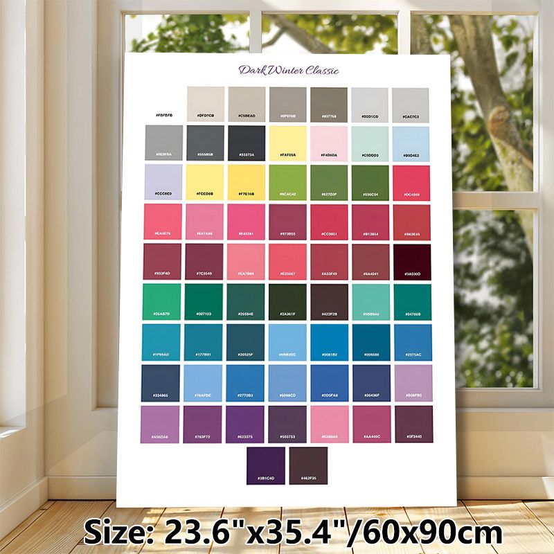 Dark Winter Classic Color Palette Painting Poster, Vibrant Categorized Color Swatch With Hex Codes Poster, Practical Color Reference For Studio, Home_maomaolike.com