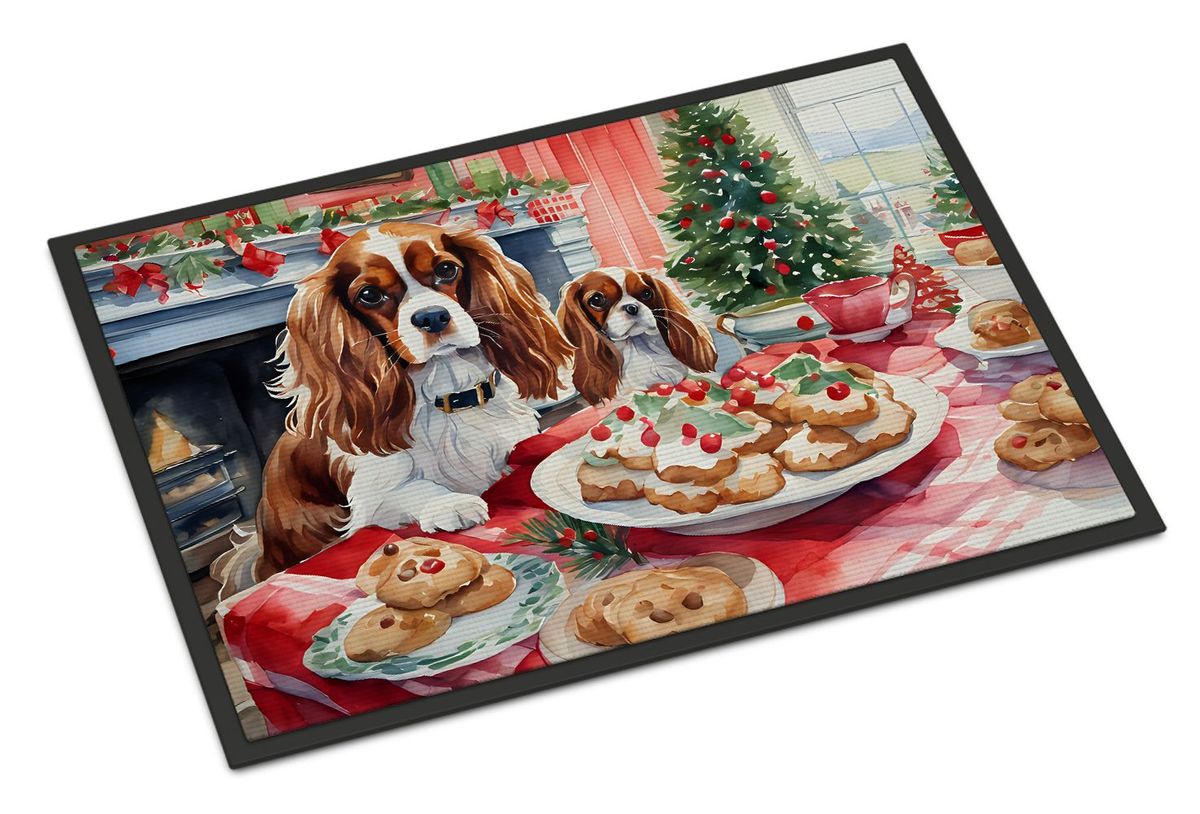 Cavalier Spaniel Christmas Cookies Doormat Front Door Mat Indoor Outdoor Rugs For Entryway, Non Slip Washable Low Pile, 24H X 36W_maomaolike.com