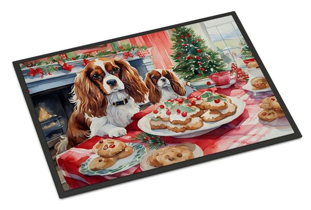 Cavalier Spaniel Christmas Cookies Doormat Front Door Mat Indoor Outdoor Rugs For Entryway, Non Slip Washable Low Pile, 24H X 36W_maomaolike.com